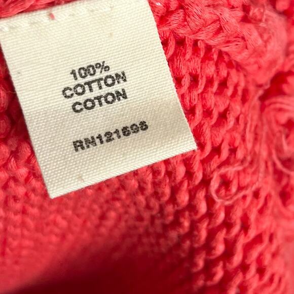 Demylee New York Pullover Sweater Womens Medium Coral 3/4 Sleeve Cropped Cotton - Picture 8 of 9